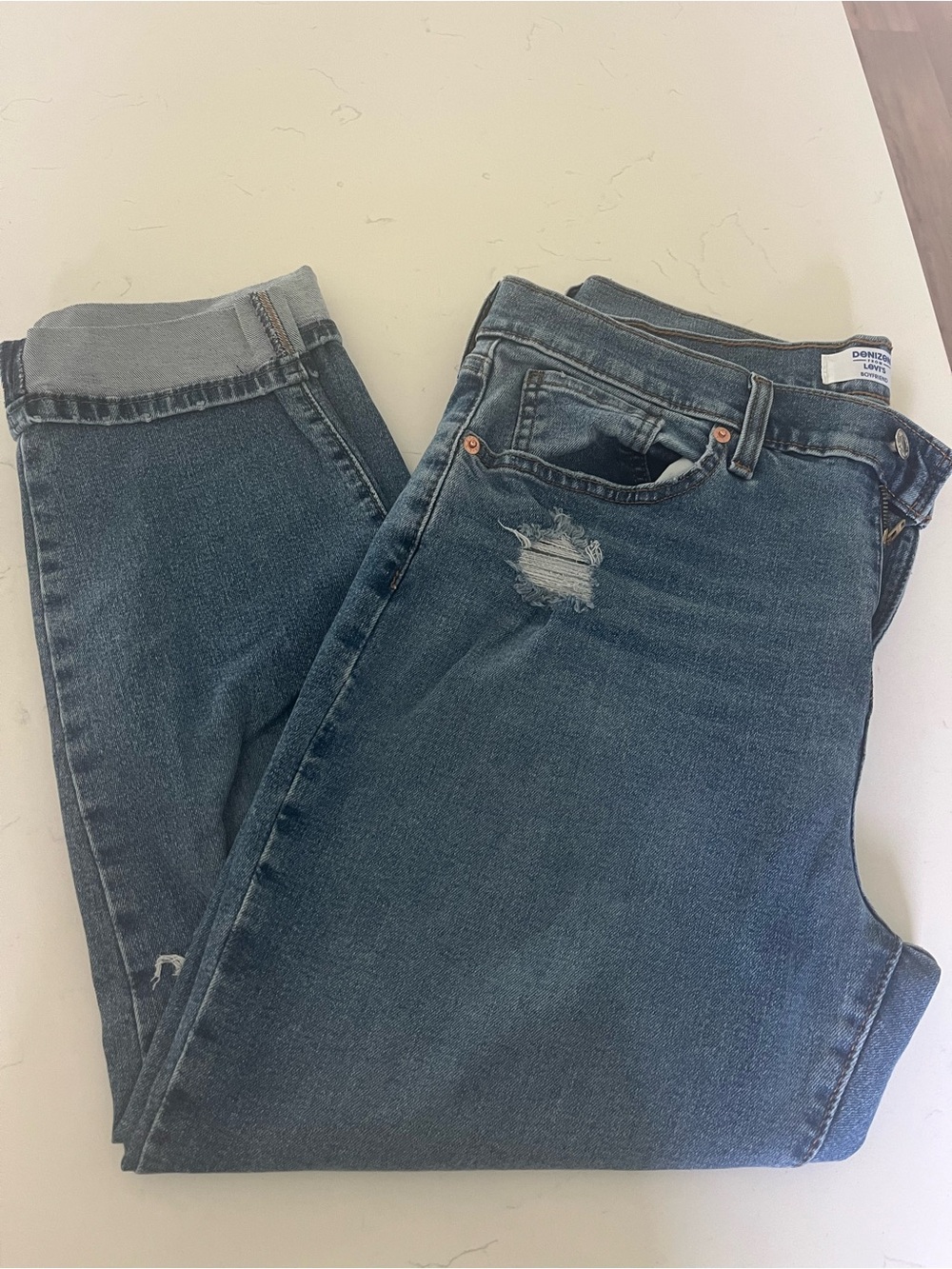 Distressed Blue Denim Jeans